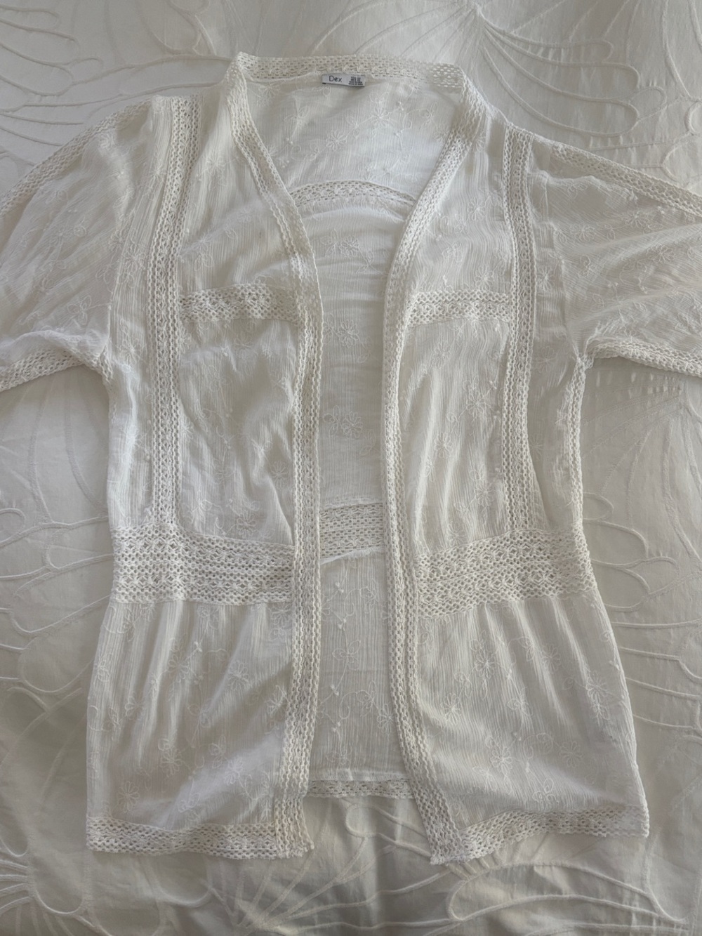 Sheer White Lace Open Front Cardigan